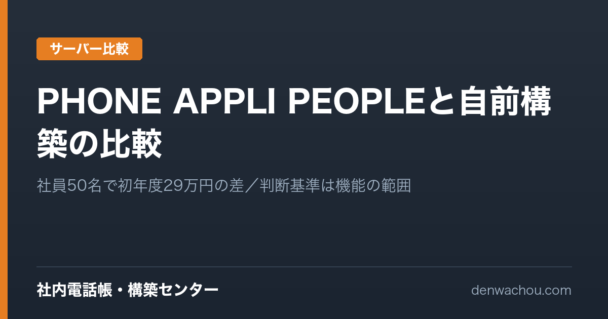 PHONE APPLI PEOPLEと自前構築の比較｜社員50名で初年度29万円の差
